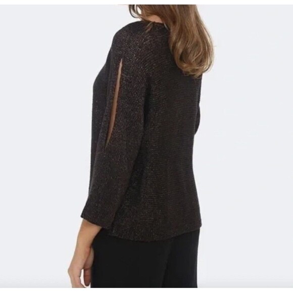 EILEEN FISHER Organic Linen Cold Shoulder Metallic Brown Sweater 2X 2XL - Picture 4 of 13